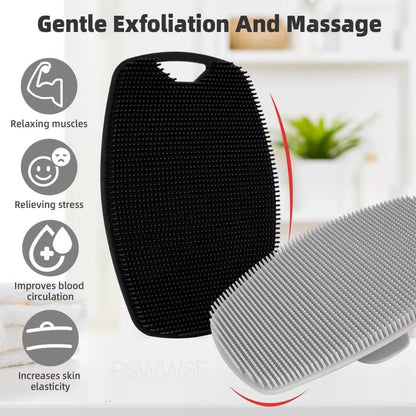 Silicone Body Scrubber Bath Wash Brush Exfoliating Loofah Body Brush Shower Face Scrubber Handle Wet & Dry Brushing for Man Wom